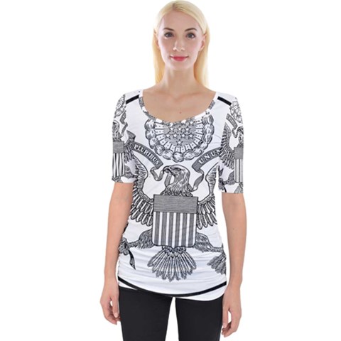 Black & White Great Seal Of The United States - Obverse  Wide Neckline Tee by abbeyz71
