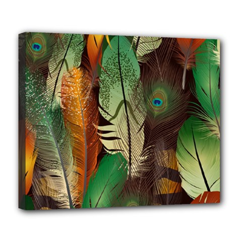 Feathers Realistic Pattern Deluxe Canvas 24  X 20  (stretched) by Vaneshart