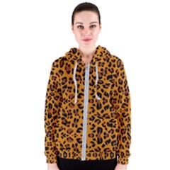 Orange Leopard Women s Zipper Hoodie by retrotoomoderndesigns