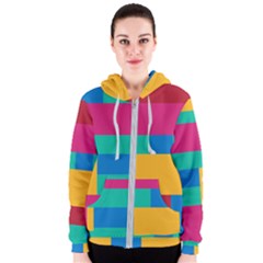 Rainbow Color Blocks Women s Zipper Hoodie by retrotoomoderndesigns
