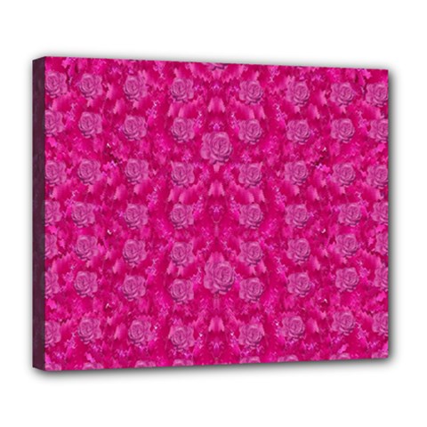 Roses And Roses A Soft Flower Bed Ornate Deluxe Canvas 24  X 20  (stretched) by pepitasart