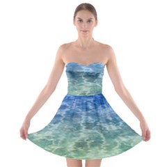 Water Blue Transparent Crystal Strapless Bra Top Dress by HermanTelo