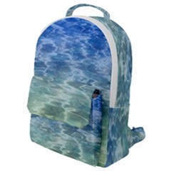 Water Blue Transparent Crystal Flap Pocket Backpack (small) by HermanTelo