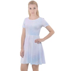 Pink Blue Blurry Pastel Watercolour Ombre Cap Sleeve Velour Dress  by Lullaby