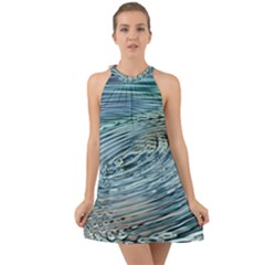 Wave Concentric Waves Circles Water Halter Tie Back Chiffon Dress by Alisyart