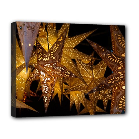 Star Decoration Christmas Christmas Decoration Symmetry Christmas Lights Fractal Art Luminous Stars Deluxe Canvas 20  X 16  (stretched) by Vaneshart