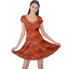 Heart Orange Texture Many Cap Sleeve Dress by Vaneshart
