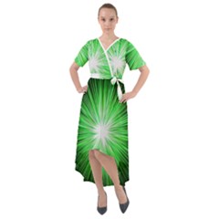Green Blast Background Front Wrap High Low Dress by Mariart