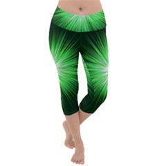 Green Blast Background Lightweight Velour Capri Yoga Leggings by Mariart