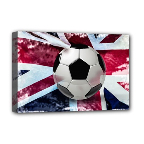 Soccer Ball With Great Britain Flag Deluxe Canvas 18  X 12  (stretched) by Vaneshart