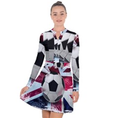 Soccer Ball With Great Britain Flag Long Sleeve Panel Dress by Vaneshart
