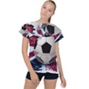Soccer Ball With Great Britain Flag Ruffle Collar Chiffon Blouse View1