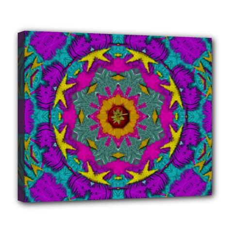 Fern  Mandala  In Strawberry Decorative Style Deluxe Canvas 24  X 20  (stretched) by pepitasart