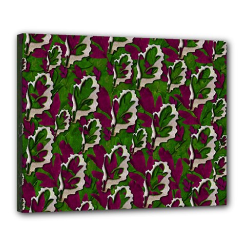 Green Fauna And Leaves In So Decorative Style Canvas 20  X 16  (stretched) by pepitasart