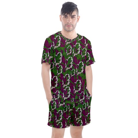 Green Fauna And Leaves In So Decorative Style Men s Mesh Tee And Shorts Set by pepitasart
