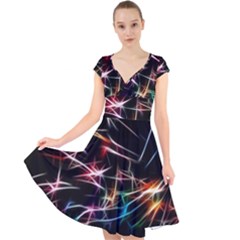 Lights Star Sky Graphic Night Cap Sleeve Front Wrap Midi Dress by HermanTelo