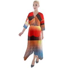 Sunset Water River Sea Sunrays Quarter Sleeve Wrap Front Maxi Dress by Mariart