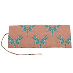 Turquoise Dragonfly Insect Paper Roll Up Canvas Pencil Holder (s) by Alisyart