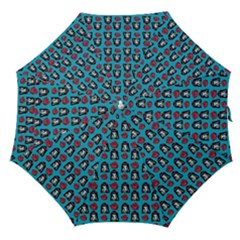 Girl Flower Pattern Blue Straight Umbrellas by snowwhitegirl