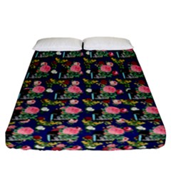 Vintage Can Floral Blue Fitted Sheet (california King Size) by snowwhitegirl