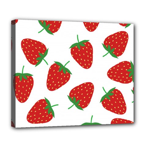 Seamless Pattern Fresh Strawberry Deluxe Canvas 24  X 20  (stretched) by Vaneshart