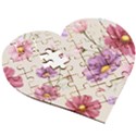 Vector Hand Drawn Cosmos Flower Pattern Wooden Puzzle Heart View3
