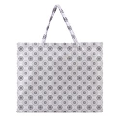 Pattern Black And White Flower Zipper Large Tote Bag by Alisyart