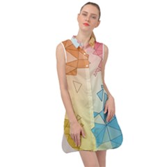 Background Pastel Geometric Lines Sleeveless Shirt Dress by Alisyart