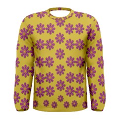 Fantasy Fauna Floral In Sweet Yellow Men s Long Sleeve Tee by pepitasart