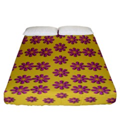 Fantasy Fauna Floral In Sweet Yellow Fitted Sheet (california King Size) by pepitasart