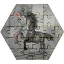Wonderful Black And White Horse Wooden Puzzle Hexagon View1