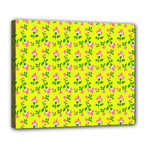 Carnation Pattern Yellow Deluxe Canvas 24  X 20  (stretched) by snowwhitegirl