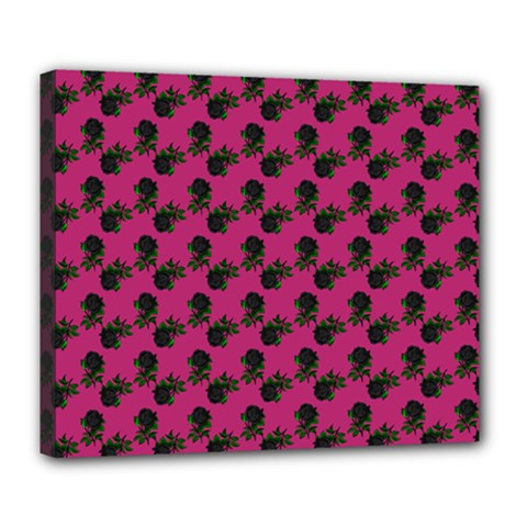 Black Rose Pink Deluxe Canvas 24  X 20  (stretched) by snowwhitegirl