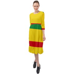 Flag Of Ethiopia Ruffle End Midi Chiffon Dress by abbeyz71