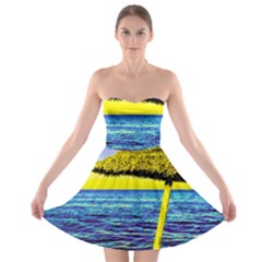 Pop Art Beach Umbrella  Strapless Bra Top Dress by essentialimage