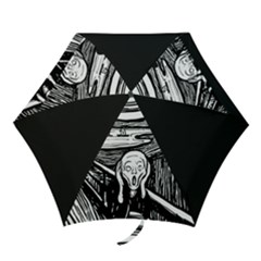 The Scream Edvard Munch 1893 Original Lithography Black And White Engraving Mini Folding Umbrellas by snek