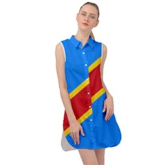 Flag Of The Democratic Republic Of The Congo Sleeveless Shirt Dress by abbeyz71