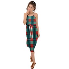 Pattern Texture Plaid Waist Tie Cover Up Chiffon Dress by Mariart