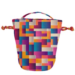 Abstract Geometry Blocks Drawstring Bucket Bag by Alisyart
