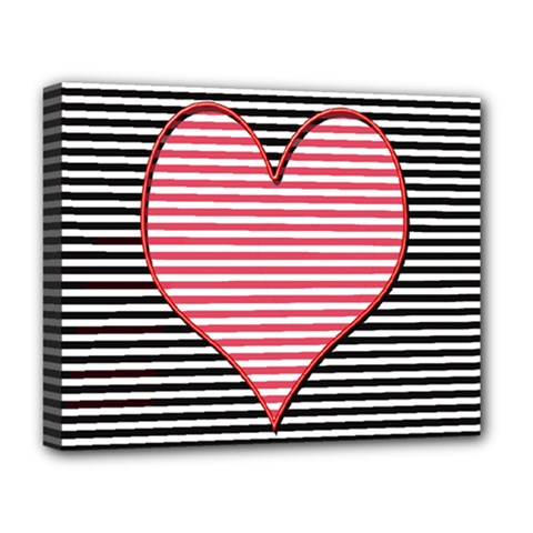 Heart Stripes Symbol Striped Deluxe Canvas 20  X 16  (stretched) by HermanTelo