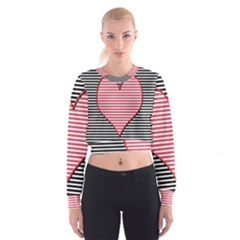 Heart Stripes Symbol Striped Cropped Sweatshirt by HermanTelo