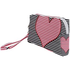 Heart Stripes Symbol Striped Wristlet Pouch Bag (small) by HermanTelo