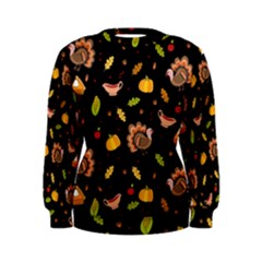 Thanksgiving Turkey Pattern Women s Sweatshirt by Valentinaart