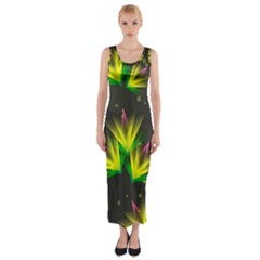 Floral Abstract Lines Fitted Maxi Dress by HermanTelo