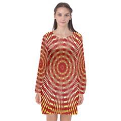 Pattern Background Structure Long Sleeve Chiffon Shift Dress  by Alisyart