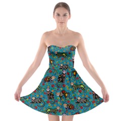 Calavera Cat Azure Strapless Bra Top Dress by trulycreative