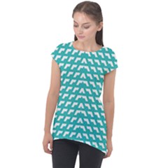 Background Pattern Colored Cap Sleeve High Low Top by Alisyart