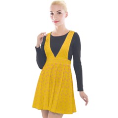 Background Polka Yellow Plunge Pinafore Velour Dress by HermanTelo