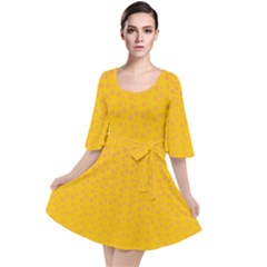 Background Polka Yellow Velour Kimono Dress by HermanTelo