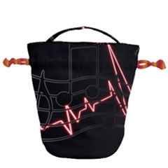 Music Wallpaper Heartbeat Melody Drawstring Bucket Bag by HermanTelo